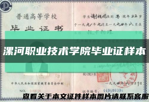 漯河职业技术学院毕业证样本缩略图