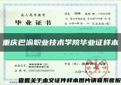 重庆巴渝职业技术学院毕业证样本缩略图