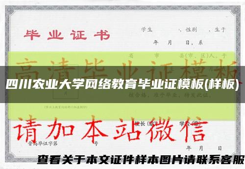 四川农业大学网络教育毕业证模板(样板)缩略图