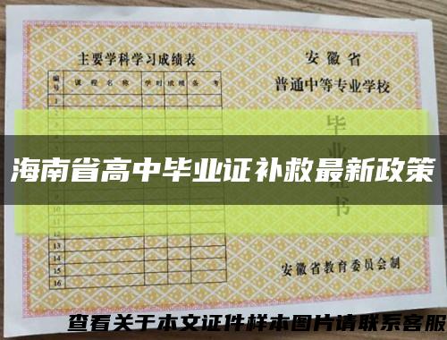 海南省高中毕业证补救最新政策缩略图