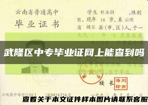 武隆区中专毕业证网上能查到吗缩略图
