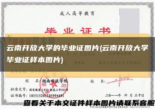 云南开放大学的毕业证图片(云南开放大学毕业证样本图片)缩略图