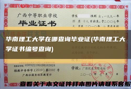 华南理工大学在哪查询毕业证(华南理工大学证书编号查询)缩略图