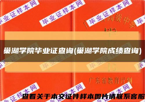 巢湖学院毕业证查询(巢湖学院成绩查询)缩略图