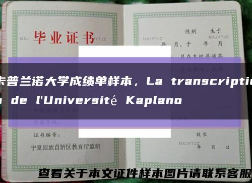 卡普兰诺大学成绩单样本，La transcription de l'Université Kaplano缩略图