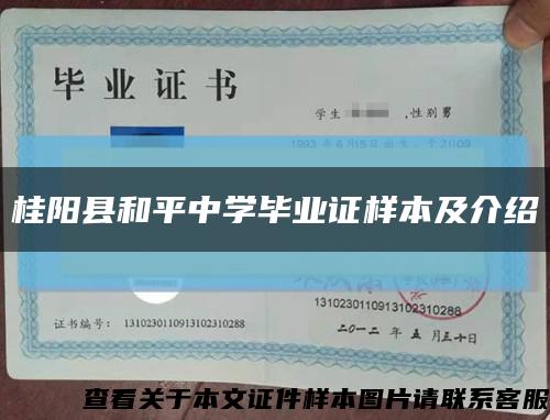 桂阳县和平中学毕业证样本及介绍缩略图