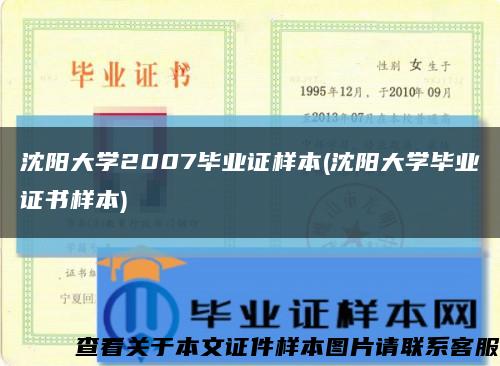 沈阳大学2007毕业证样本(沈阳大学毕业证书样本)缩略图