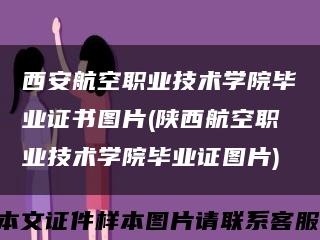 西安航空职业技术学院毕业证书图片(陕西航空职业技术学院毕业证图片)缩略图
