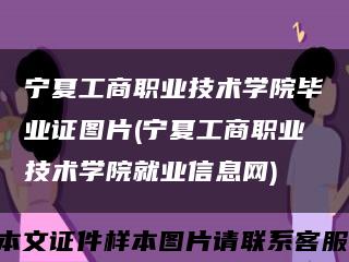 宁夏工商职业技术学院毕业证图片(宁夏工商职业技术学院就业信息网)缩略图