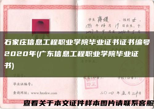 石家庄信息工程职业学院毕业证书证书编号2020年(广东信息工程职业学院毕业证书)缩略图