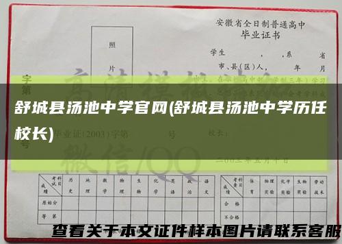 舒城县汤池中学官网(舒城县汤池中学历任校长)缩略图