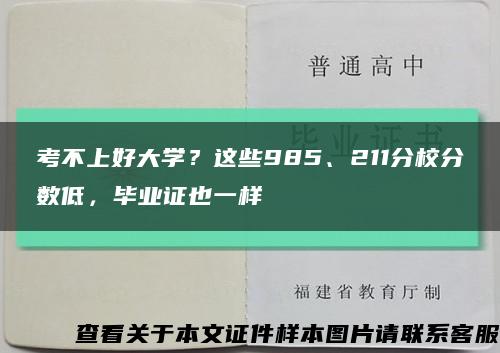 考不上好大学？这些985、211分校分数低，毕业证也一样缩略图