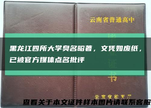 黑龙江四所大学臭名昭著，文凭如废纸，已被官方媒体点名批评缩略图