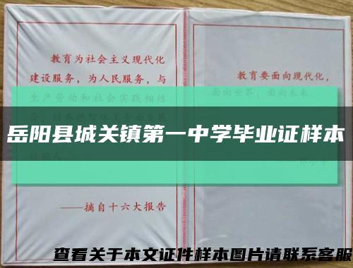 岳阳县城关镇第一中学毕业证样本缩略图