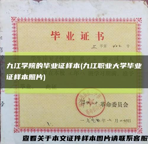 九江学院的毕业证样本(九江职业大学毕业证样本照片)缩略图