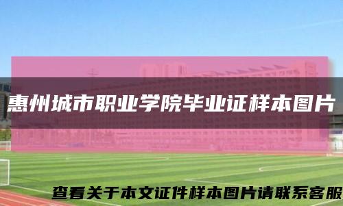 惠州城市职业学院毕业证样本图片缩略图