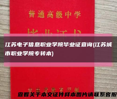 江苏电子信息职业学院毕业证查询(江苏城市职业学院专转本)缩略图