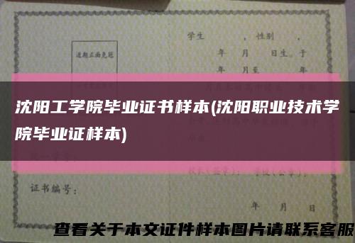沈阳工学院毕业证书样本(沈阳职业技术学院毕业证样本)缩略图