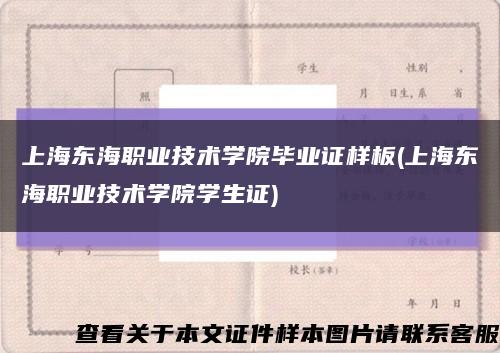 上海东海职业技术学院毕业证样板(上海东海职业技术学院学生证)缩略图