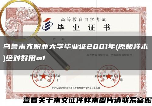 乌鲁木齐职业大学毕业证2001年(原版样本)绝对好用m1缩略图