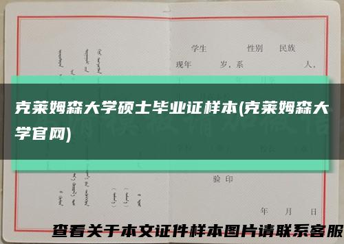 克莱姆森大学硕士毕业证样本(克莱姆森大学官网)缩略图