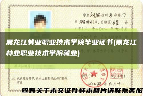 黑龙江林业职业技术学院毕业证书(黑龙江林业职业技术学院就业)缩略图