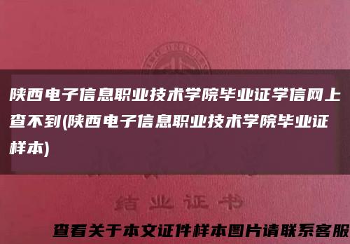 陕西电子信息职业技术学院毕业证学信网上查不到(陕西电子信息职业技术学院毕业证样本)缩略图