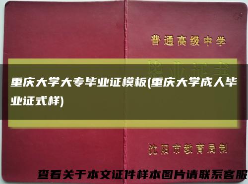 重庆大学大专毕业证模板(重庆大学成人毕业证式样)缩略图
