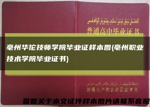 亳州华佗技师学院毕业证样本图(亳州职业技术学院毕业证书)缩略图