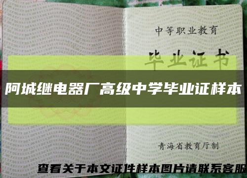 阿城继电器厂高级中学毕业证样本缩略图
