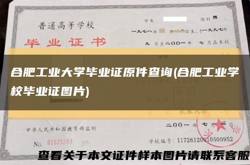 合肥工业大学毕业证原件查询(合肥工业学校毕业证图片)缩略图