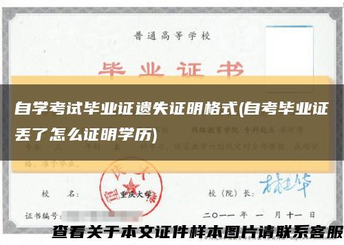 自学考试毕业证遗失证明格式(自考毕业证丢了怎么证明学历)缩略图