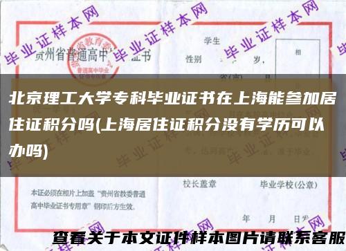 北京理工大学专科毕业证书在上海能参加居住证积分吗(上海居住证积分没有学历可以办吗)缩略图