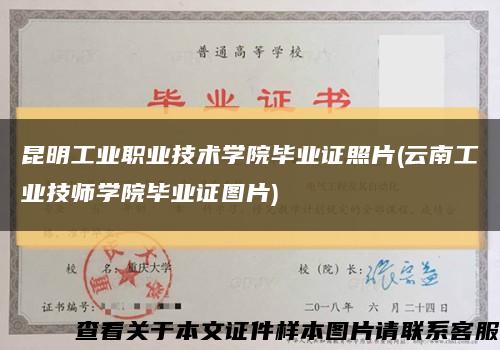 昆明工业职业技术学院毕业证照片(云南工业技师学院毕业证图片)缩略图