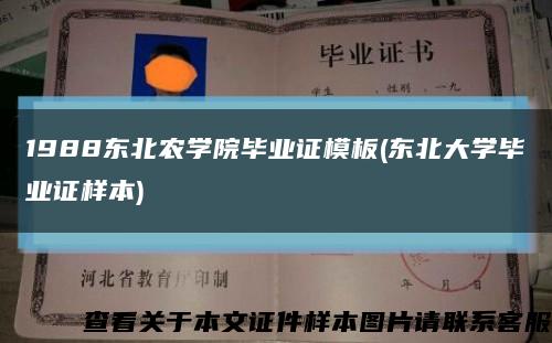 1988东北农学院毕业证模板(东北大学毕业证样本)缩略图