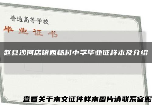 赵县沙河店镇西杨村中学毕业证样本及介绍缩略图