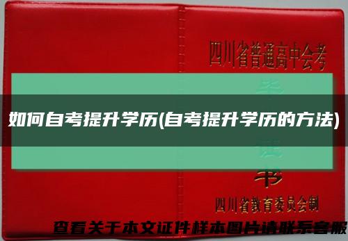 如何自考提升学历(自考提升学历的方法)缩略图