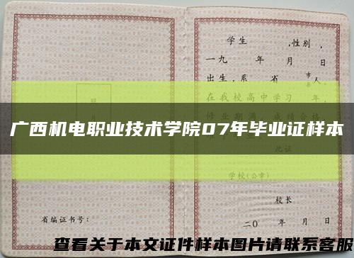 广西机电职业技术学院07年毕业证样本缩略图