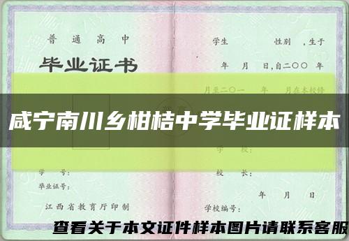 咸宁南川乡柑桔中学毕业证样本缩略图