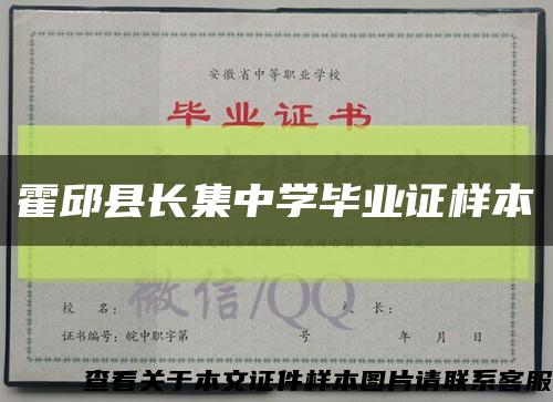 霍邱县长集中学毕业证样本缩略图