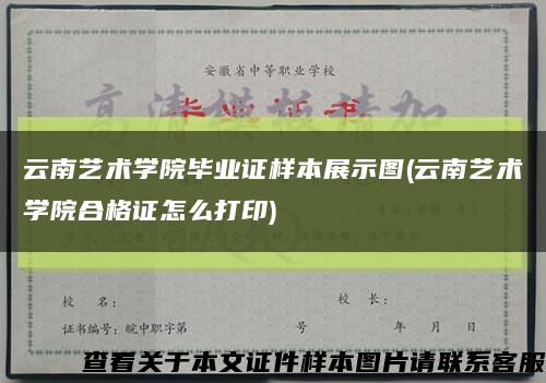 云南艺术学院毕业证样本展示图(云南艺术学院合格证怎么打印)缩略图