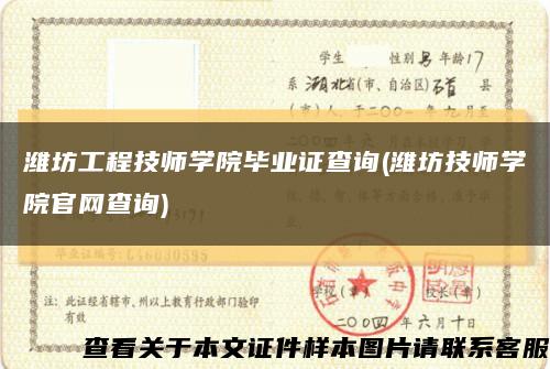 潍坊工程技师学院毕业证查询(潍坊技师学院官网查询)缩略图