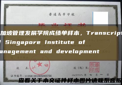 新加坡管理发展学院成绩单样本，Transcript of Singapore Institute of management and development缩略图
