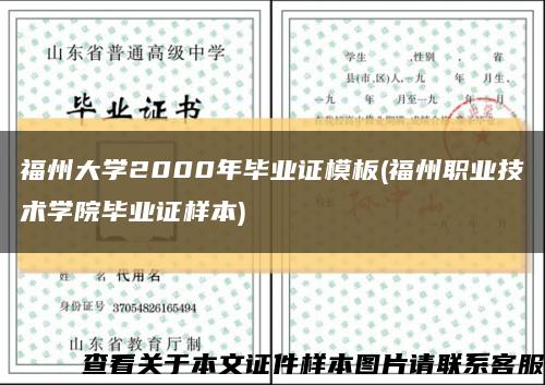 福州大学2000年毕业证模板(福州职业技术学院毕业证样本)缩略图