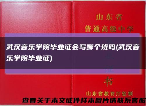 武汉音乐学院毕业证会写哪个班吗(武汉音乐学院毕业证)缩略图