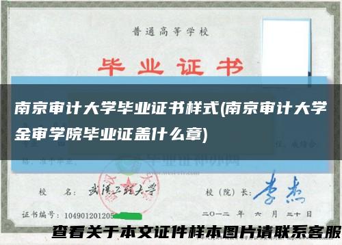 南京审计大学毕业证书样式(南京审计大学金审学院毕业证盖什么章)缩略图