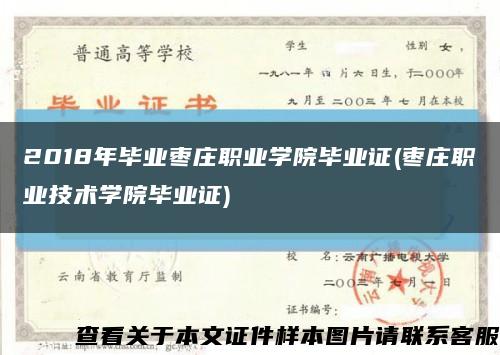 2018年毕业枣庄职业学院毕业证(枣庄职业技术学院毕业证)缩略图