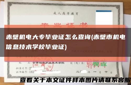 赤壁机电大专毕业证怎么查询(赤壁市机电信息技术学校毕业证)缩略图
