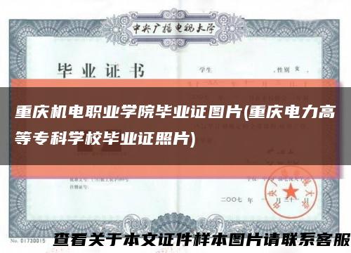 重庆机电职业学院毕业证图片(重庆电力高等专科学校毕业证照片)缩略图