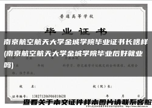 南京航空航天大学金城学院毕业证书长啥样(南京航空航天大学金城学院毕业后好就业吗)缩略图
